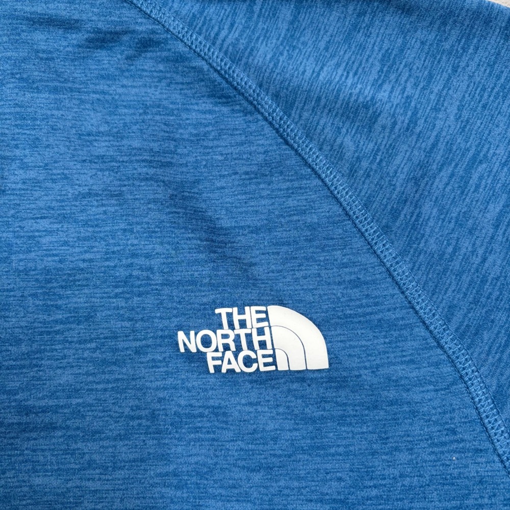 The North Face Mens XL Blue Heathered Quarter Zip Fleece Pullover Chest Pocket - Picture 4 of 9